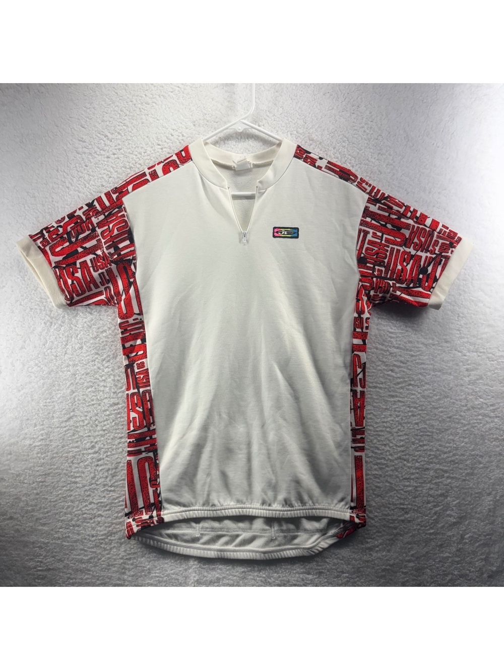 Vintage 90s JT USA Racing Cycling Jersey Mens Large 1/4 Zip White